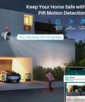 Outdoor installation of 2K Battery Powered Wireless Security Camera for Indoor Outdoor Use With AI Motion Detection, Color Night Vision, IP66 Weatherproof, showing real-time PIR motion alerts.