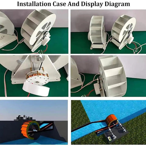 Low Flow High Torque Hydroelectric Turbine Generator For Remote Power, Water Wheel Generator installation and use in diagrams