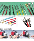 0.5 To 0.6 Mpa Pneumatic Crimping Machine For Insulated Tube Terminals With Replaceable Jaws And Multiple Models showing wiring terminals and crimping process.