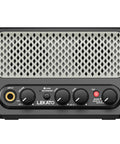 Front view of Portable 10W Bluetooth Guitar Amp With Built In Drum Machine Featuring 30 Patterns Clean And Drive Channel Reverb Rechargeable Battery Ultra Compact Practice Amp For Home Studio Or On The Go Jams, showing control knobs and input ports.