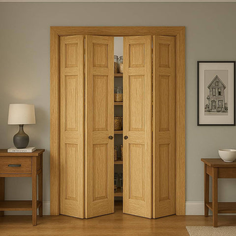 Unfinished Paneled Pine Bi-Fold Door 30x80 Inches For Closet And Interior Use With Hardware Kit And Handle Built Tough, Barn Style