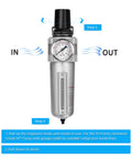 Industrial Grade Heavy Duty Particulate Filter And Air Regulator With Metal Bowl For Paint Spray Three Quarter Inch NPT Manual Drain