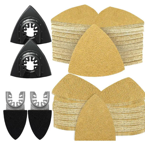 119 Piece Multitool Sanding Pads Set For Oscillating Tools Includes Triangle And Finger Sandpapers In Multiple Grits