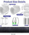 Space Saving Dryer Vent Hose Kit For Tight Spaces Inside The Home, 90 Degree Elbow, Vent Connector, Duct, Adapter And Vacuum Hose Attachment With Easy Install And Tight Seal components and size details