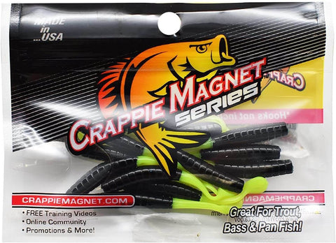 Tiny Dancer 12 Piece Crappie Lure Pack 1.75 Inch Paddle Tail For Crappie And Other Species Black Chartreuse Lure Set