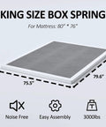 King Size 2 Inch Low Profile Box Spring Heavy Duty Bunkie Board Mattress Foundation With Fabric Cover Squeak Free Frame Easy Peasy Assembly.