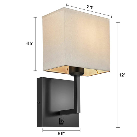 Hardwired Modern White Fabric Wall Sconce Dual Switch On Off Indoor Lighting for Bedroom Living Room Reading Fireplace