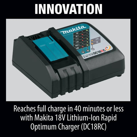 Makita 18V LXT Lithium-Ion Battery and Rapid Optimum Charger Starter Pack 4.0Ah, fast 40-minute charge, LED indicator