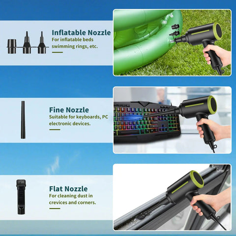 Portable Electric Air Blower Duster 500W Handheld Cleaning Gadget With 40000 RPM Dual Speed And 6 Nozzle Tips For Computer Keyboard Electronics Cleaning At Home Or Workshop