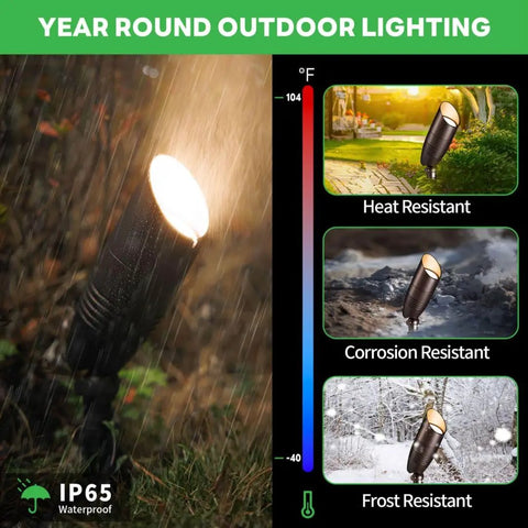 Outdoor LED Spotlight 12V ACDC Wired Adjustable Color Temperature 3000K 4000K 5000K Waterproof Landscape Uplight in rain