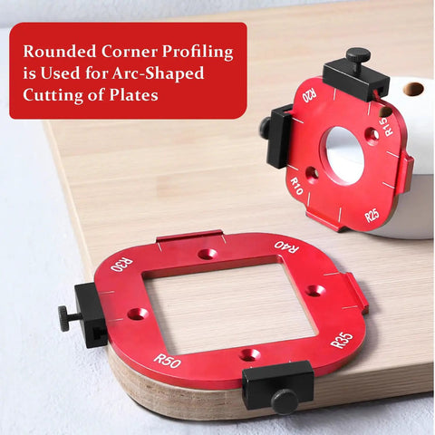 Heavy Duty Aluminum Router Corner Radius Templates For Smooth Woodworking Edges And Dead On Arc Cuts DIY Edge Profiler Jig on wood surface.
