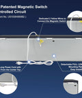 Close-up of 24 Inch Black Commercial Air Curtain featuring US Patented Magnetic Switch and power cord for easy installation.
