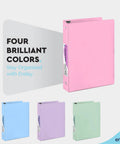 Two Inch Three Ring Binder With Clear View Cover And Two Inside Pockets A Real Go To Everyday Workhorse That Holds Up To 400 Sheets Of Letter Size Paper Assorted Colors 6 Pack Great For School Office And Home Organization in pink, blue, purple, and green