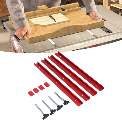T Slot Track Kit With M8 Slider Blocks, 400mm Aluminum Rail for woodworking jigs and fixtures setup on workbench