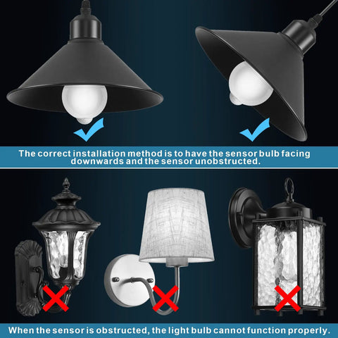 Indoor Motion Sensor Light Bulb A19 E26 13W Equal To 100W Daylight 5800K Dusk To Dawn Security Night Light With PIR Motion Detector No Fuss Auto On When Motion Is Detected Easy Install 5 Pack installed facing downward in a porch fixture