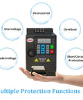 Beefy Variable Frequency Drive For Spindle And CNC Machines 220V 3HP 10A Inverter Controller showing protection features