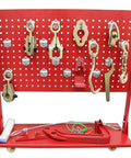 Auto body repair tool display, includes hooks and clamps for Beefy Heavy Duty Auto Body Frame Puller And Straightener With 6600 Lbs Load Capacity And 10 Ton Pulling Tower For Car Chassis And Frame Repair, Pro Grade Auto Body Repair Tool For Collision Damage.