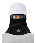 Back view of 2 Layer Thermal Hard Hat Winter Liner With Flame Resistant Outer Shell And FR Lining, Versatile Cold Weather Work Gear, Black