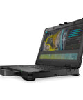 Rock Solid 14 Inch Rugged Laptop Featuring Full HD 1080p Display Intel Core I5 11Th Gen Processor 16GB RAM 512GB SSD Sleek Black Build and side view with open lid.