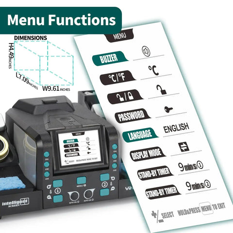 2 In 1 Digital Soldering Iron Kit With Precision Soldering Station Dual C210 And C245 Tips Menu Functions Display