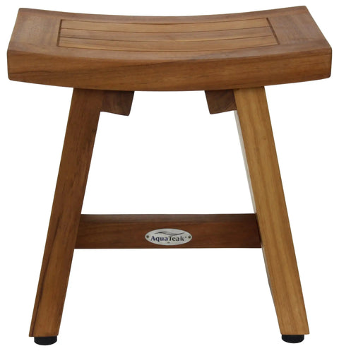 13 Inch Solid Teak Wood Shower Foot Bench With No Slip Rubber Gripping Feet Stainless Hardware And Water Resistant Indoor Outdoor Built To Last Spa Ready Foot Rest, front view