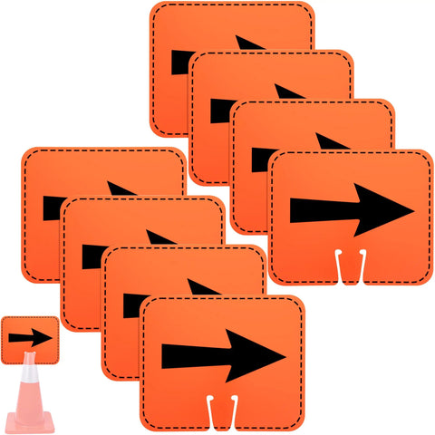 8 Pack Traffic Cone Arrow Signs 12.5 X 10.4 Inches Reversible Double Sided Cone Top Signs for yard road barricade construction warning