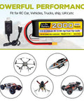 3S Lipo Battery 11V 2000mAh 35C with XT30 Plug and USB Charging Cable for RC cars, trucks, boats, drones, and FPV quadcopters