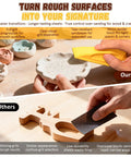 Comparison of 128 Piece Pro Grade Premium Micro Sander And Sandpaper Kit With Detail And Mini Hand Sander And Small Sanding Block, showing effective sanding of tight spaces for woodworking.