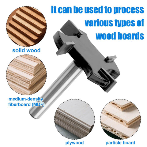 Image of Workhorse Spoilboard Surfacing Router Bit with 1/4 inch shank, 1-1/2 inch cutting diameter, designed for various wood types.