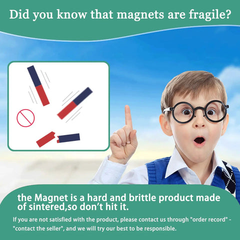 Child surprised by breaking Two Pack Kid-Friendly Bar Magnets For Kids With Clear North And South Poles illustration