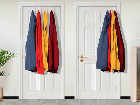 Hardcore Steel Over Door Hooks Four Pack White Zero Hassle Setup Fits Up To Two Inch Thick Doors Rubber Grip Stops Belts From Slipping Major Front Door Game Changer