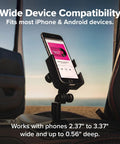 Adjustable Universal Cup Holder Cell Phone Mount Extension For Your Sweet Ride Features Dope Metal Knobs Tight Secure Grip And Reliable Smartphone Compatibility, holding a smartphone in a car.