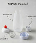 All parts of Two Pack Pancake Batter Dispenser Bottles, 1000ml Capacity, Mess Free Pouring for Pancakes, Muffins, Cupcakes, BPA Free