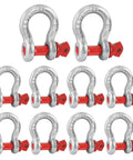 Street Savvy And Trail Tough 2Ton D Ring Shackles Rated At 4400 Lbs, Forged Steel Clevis Rigging Links, 10 pack.