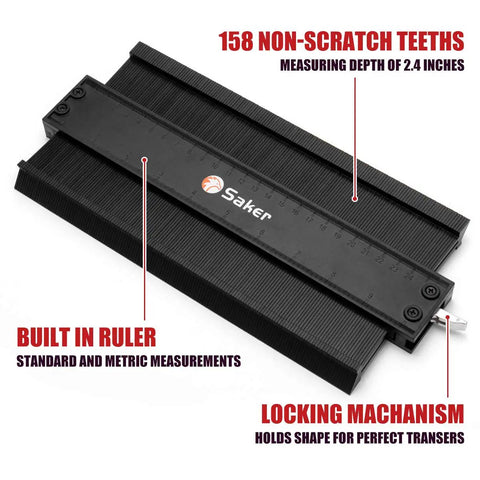 Precision Contour Gauge For Shape Copying Fast Fix Carpentry Tiling Plumbing Quick Draw Tracer Tool with 158 non-scratch teeth.