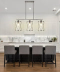 3 Light Clear Glass Cylinder Pendant Lights For Kitchen Island 33 Inch Dope Modern Transitional Island Lighting In Kitchen