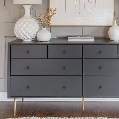 Matte Black Cabinet Knobs Set With Rosette Design One And A Quarter Inch Ten Pack Sturdy Zinc Alloy Drawer Handles For Kitchen Cabinets And Dressers Easy One Hole Install Perfect For A Quick Style Upgrade on dark dresser drawers