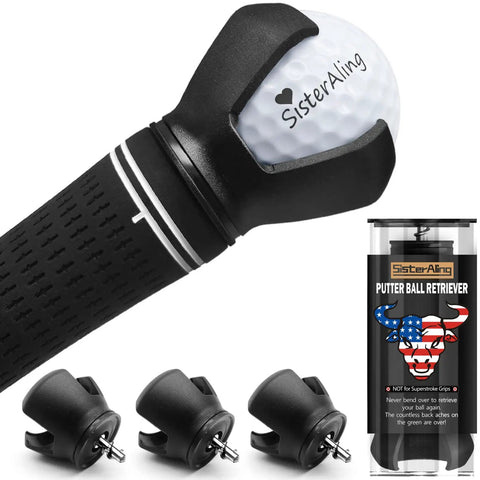 3 Prong Golf Ball Retriever Grabber With Back Saver Claw Put On Putter Grip Suction Cup Ball Grabber Screw In Tool For Golf