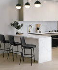 Contemporary 24 Inch Counter Height Stool Set Of 2 In Distressed Charcoal Grey Vegan Faux Leather With A Padded Seat In Kitchen