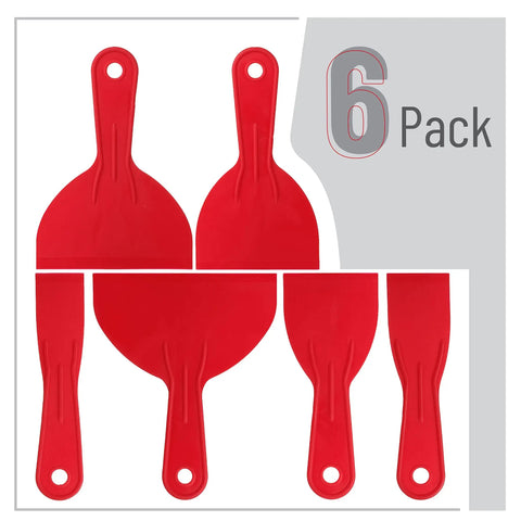 Six Pack Plastic Putty Knife Set With 1.5 To 6 Inch Flexible Solvent Resistant Scrapers For Spackling Patching And Painting