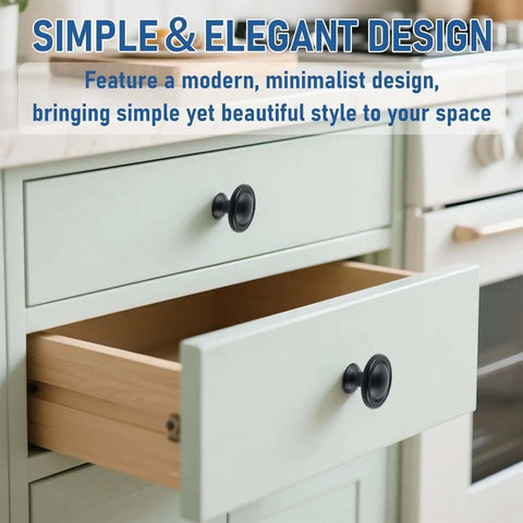 Open drawer with 15 Pack Cabinet Knobs Set 1 1 Quarter Inch Matte Black Round Drawer Knobs Built Tough Aluminum Hardware For Kitchen Cabinets Rust Resistant Modern Minimalist Pulls