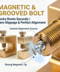 Ultimate Spr Tool Combo Kit With Magnetic Grooved Bolt For Self Piercing Rivet Extraction And Insertion Perfect For Auto Repair Pros Who Need Fast Accurate Rivet Swap On Any Car Or Truck Project Today, magnetic bolt close-up