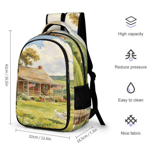 Puppy Watercolor Printed Backpack Unisex Large Capacity Go-To Everyday Carry Bag With Durable Polyester Fabric and Sturdy Zipper