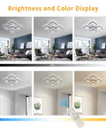 Five Heads Square LED Ceiling Light With Remote Dimmer And Memory Function 3000K To 6000K Dimmable demonstration with remote