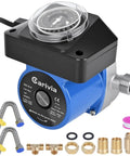 Hot Water Recirculating Pump Kit with Timer for Tank Water Heaters, 110V Electric Circulator with connectors and fittings.