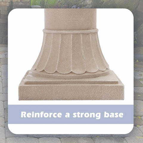 Base of Three Tier Outdoor Water Fountain For Garden And Patio Freestanding 48 Inch Tall Water Feature With Pump Zen Vibes Calming