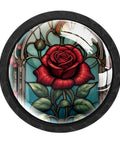 Close-up of a 4 Pack 35Mm Cabinet Knobs In Retro Rose Black Round Single Hole Drawer Pulls For Kitchen Cabinets And Dressers Easy Install Dresser Hardware Dope Vintage Vibe For Any Cabinet Makeover with rose design