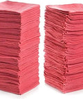 Stacked red Industrial Grade Cotton Shop Towels 14 By 12 Inches 500 Pack Reusable Cleaning Rags For Grease Bustin Oil Spills And Tool Cleanup