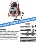 Reliable Ten Piece Drain Snake Drill Attachment And Heavy Duty Spiral Auger Cutter Set For Five Eighth Inch Pipes with drill and tools.