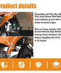 ATV engine close-up showing Ride Ready CDI Box Ignition Coil With Starter Solenoid And Voltage Regulator Bolt On And Plug And Play for 50cc 125cc engines.